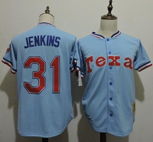 Mitchell And Ness 1981 Rangers #31 Ferguson Jenkins Light Blue Throwback Stitched MLB Jersey